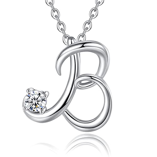 Eusense Collar con Letra B, Colgante Inicial de Plata 925, Joyería con Nombre para Mujer Niñas