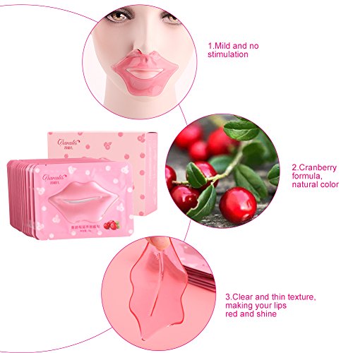 Exfoliante para Labios, 20pcs Máscara de Labios de Arándano Máscaras de Labios de Cristal Colágeno Belleza Exfoliante Hidratante Máscara de Almohadilla de Labios