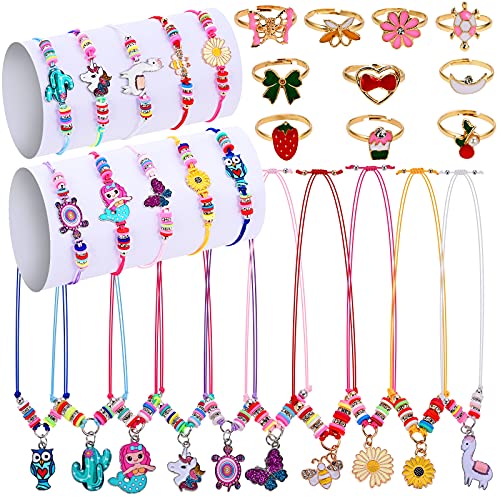 Fabu 30Piezas Pulsera Amistad Pulsera Niña, Niña Pulsera Unicornio Trenzada Brazalete Joyería, Collar Amistad para Niñas Anillo Unicornio