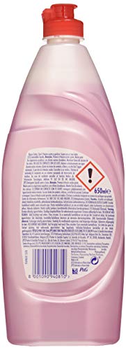 FAIRY Limpieza & Cuidado Rosa y Satén Lavavajillas Líquido 650 ml, con protección de la Dermis beneficia la piel y combate la grasa