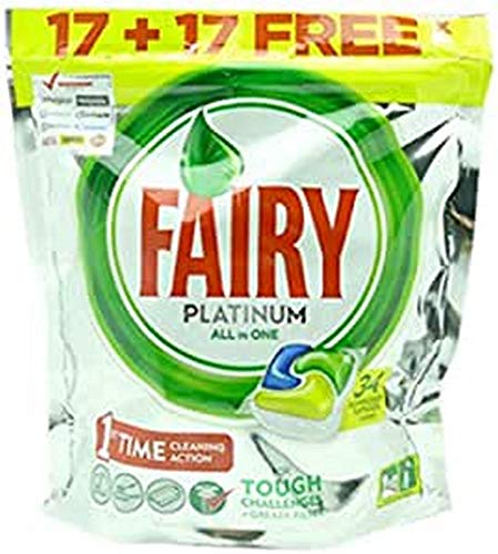 Fairy Platinum Limón Cápsulas de Lavavajillas, 36 Cápsulas