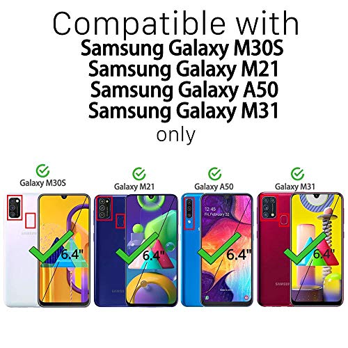 Ferilinso [4 Piezas] Protector de Pantalla para Samsung Galaxy A50, M21, M31, M30S,A30S, M31 Prime Cristal Templado Vidrio Templado, [Compatible con la Funda][2.8d Borde Redondo] [Alta Definición]