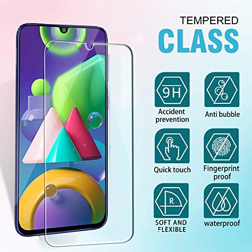 Ferilinso [4 Piezas] Protector de Pantalla para Samsung Galaxy A50, M21, M31, M30S,A30S, M31 Prime Cristal Templado Vidrio Templado, [Compatible con la Funda][2.8d Borde Redondo] [Alta Definición]