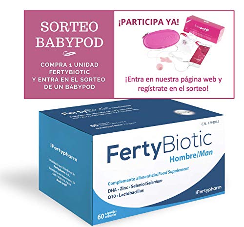 FERTYBIOTIC Hombre | Complemento Vitamínico para Mejorar la Fertilidad Masculina con Ácido fólico, DHA, Coenzima Q10, Zinc y Selenio | Mejora la Capacidad Reproductiva | 60 Cápsulas