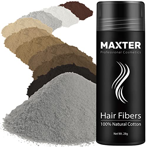 Fibras Capilares Maxter - Disimula la Falta de Pelo al Instante, Microfibras de Algodón en Polvo 100% Natural para Hombre y Mujer (Gris 28g)