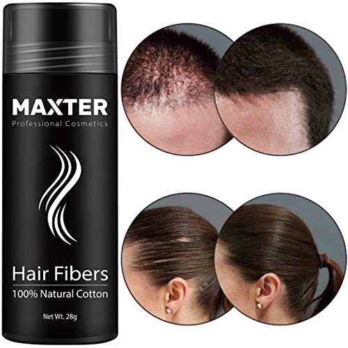 Fibras Capilares Maxter - Disimula la Falta de Pelo al Instante, Microfibras de Algodón en Polvo 100% Natural para Hombre y Mujer (Gris 28g)