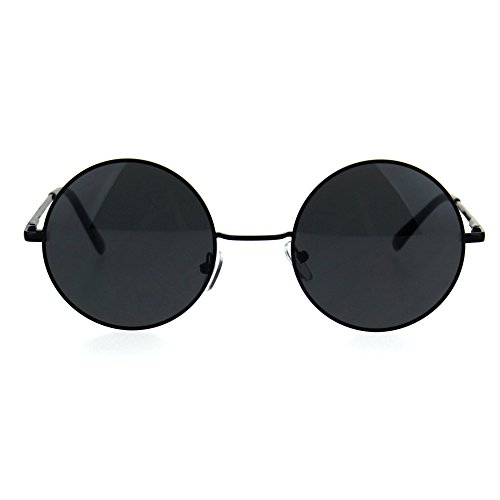FIKO OZZY - Gafas de sol para hombre y mujer, pequeñas y grandes, XL, lentes redondas circulares, Negro