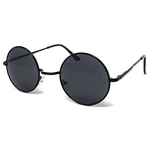 FIKO OZZY - Gafas de sol para hombre y mujer, pequeñas y grandes, XL, lentes redondas circulares, Negro