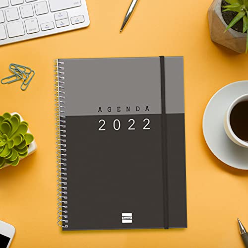 Finocam - Agenda 2022 1 Día Página, de Enero 2022 a Diciembre 2022 (12 meses) E10 - 155x212 mm Espiral My Negro Español