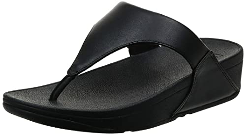 Fitflop Lulu Toe Post-Leather, Sandalias con Plataforma Mujer, Negro (Black), 38 EU