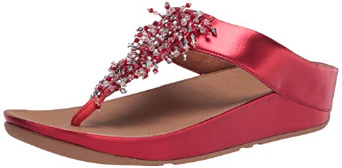 Fitflop Rumba Toe Post-Beaded Mix, Chanclas Mujer, Flame Scarlet, 43 EU