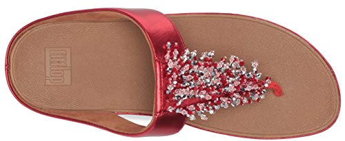 Fitflop Rumba Toe Post-Beaded Mix, Chanclas Mujer, Flame Scarlet, 43 EU