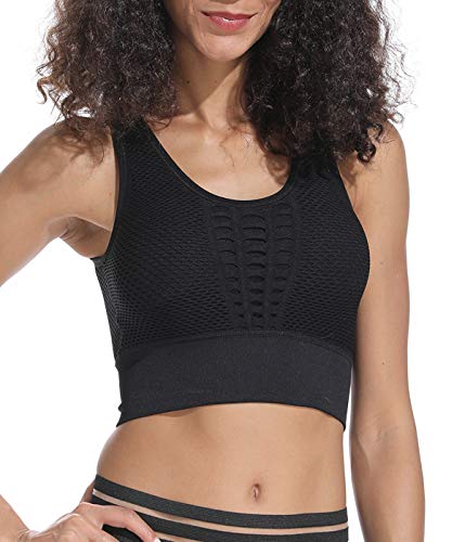 FITTOO Sujetador Deportivo Tops de Yoga Correr Gimnasio para Mujer Negro L