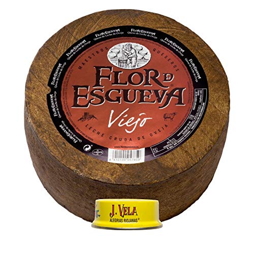 Flor de Esgueva Viejo Queso Completo Peso Aproximado 3,35 Kilogramos llévate GRATIS unas ricas Alegrías Riojanas J Vela - Queso Viejo - Elaborado exclusivamente con leche cruda o pasteurizada