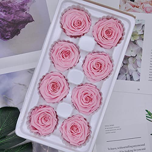 Flores de Rosa preservadas Rosa Inmortal 4-5 CM de diámetro Día de la Madre Boda de Bricolaje Vida eterna Material de la Flor Regalo 8pcs / Caja Nivel B-26, ESPAÑA