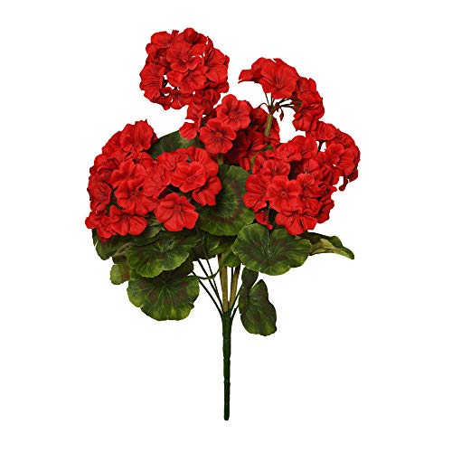 FloristryWarehouse Geranium - Manojo de seda artificial (47 cm, 18,5 x 9 cabezas), color rojo