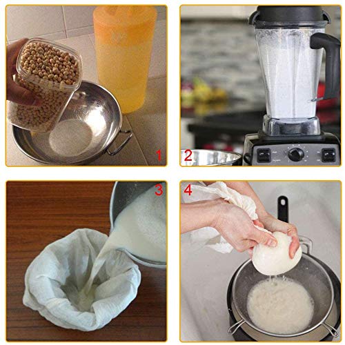 FOGAWA 2 Pcs Cheese Cloth Paño Queso Bolsa de Leche Telas Filtrantes de Nuez Reutilizable Gasa Colador Mulla para Queso Tejido de Algodón Natural para Mantequilla Leche 95 x 95cm Blanco