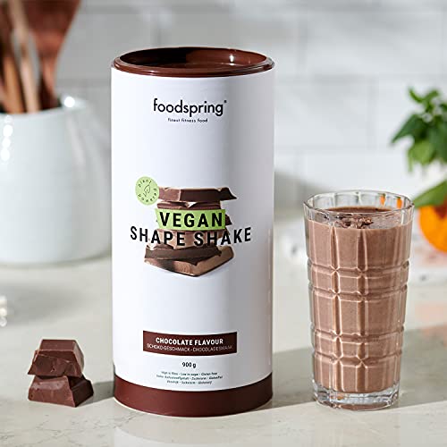 foodspring Shape Shake Vegano, Chocolate, 900 g, Tu delicioso batido sustituto de comidas, a base de plantas y alto en proteínas, para bajar de peso *