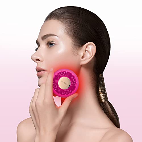 FOREO UFO mini Fuchsia, dispositivo para tratamiento facial de 2 minutos con luz LED de espectro completo, calor, masaje T-Sonic, 2 años de garantía, para mascarillas UFO seleccionadas