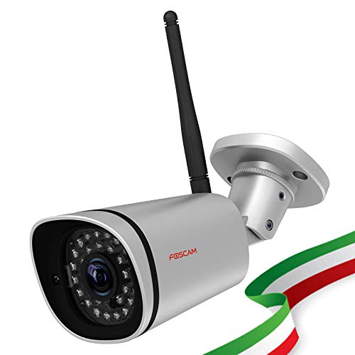 Foscam FI9900P - Cámara IP inalámbrica 1080P Full HD, para Exterior, visión Nocturna, Detector de Movimiento, notificaciones Push y alertas por Correo electrónico, Color Plateado