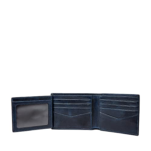 Fossil Plegable de cuero Ryan para hombre, 11.5 cm de largo x 2 cm de ancho x 9 cm de alto, Azul