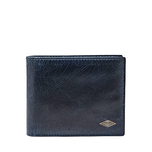 Fossil Plegable de cuero Ryan para hombre, 11.5 cm de largo x 2 cm de ancho x 9 cm de alto, Azul