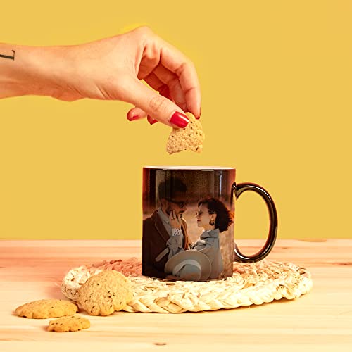 Fotoprix Taza Personalizada con Foto y Texto | Regalo original | Taza mágica de cerámica que muestra la imagen al calentarse