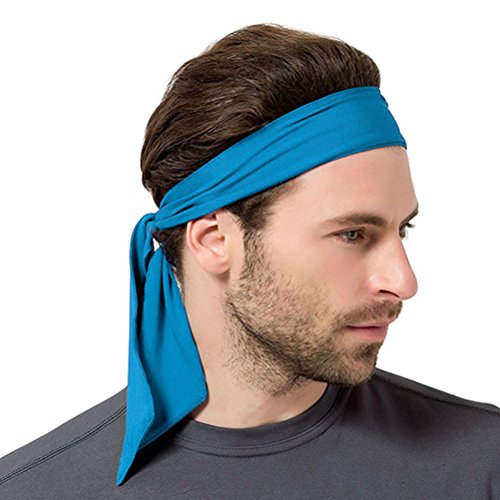 Frcolor Head Tie Sports Headband Tie Headband para las mujeres y los hombres Sweatband Head Ties Ideal para Running Running Tenis Karate Athletics (Blue)