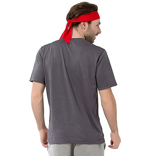 Frcolor Head Tie Sports Headband Tie Headband para las mujeres y los hombres Sweatband Head Ties Ideal para Running Running Tenis Karate Athletics (Red)