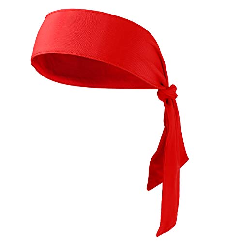 Frcolor Head Tie Sports Headband Tie Headband para las mujeres y los hombres Sweatband Head Ties Ideal para Running Running Tenis Karate Athletics (Red)