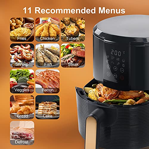 Freidora sin Aceite,Air Fryer 3 Litros con 8 Programas,Freidora de Aire Caliente Pantalla LCD Táctil y Temperatura Ajustable,Poco Aceite,Temporizador,Sin BPA ni PFOA,1300W