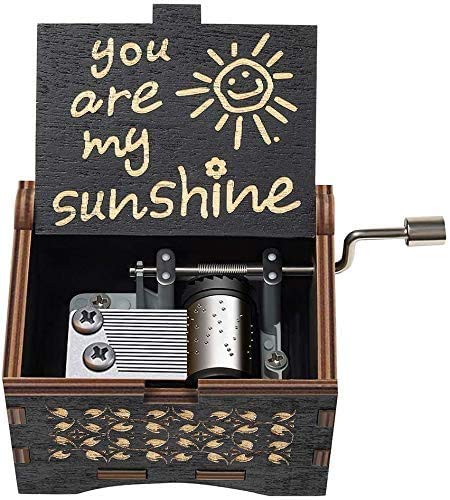 Freudlich 《You Are My Sunshine》 Cajas de música de Madera, Caja Musical de Madera Vintage grabada con láser Regalos para cumpleaños/Navidad/día de San Valentín (Black)