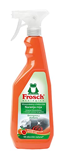 Frosch - Limpiador Ecológico para Vitrocerámica y Placas de Inducción, Acción Protectora, Desengrasante y Brillante, Fragancia a Naranja Roja, Formato Spray - 10 Unidades x 750 ml