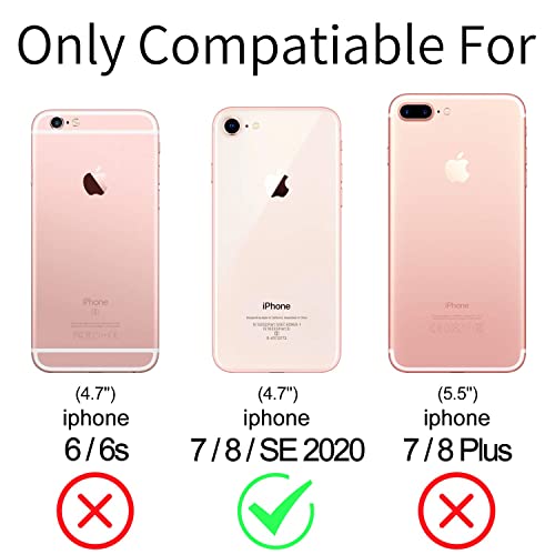 Funda con Cuerda para iPhone 7/iPhone 8/SE 2020, Carcasa Brillante Glitter Transparente Silicona TPU Protección Case con Ajustable Correa de Cuello Cadena Cordón, Caso de Arena movediza in Oro Rosa