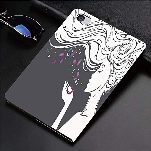 Funda para iPad (24.638, Modelo 2018/2017, 6.a / 5.a generación) Funda Inteligente ultradelgada y Liviana, Moderna, Inspirada en Madam Butterfly Chica Espiritual Que sopla pétalos de la Madre Tierra,