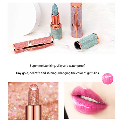 FUNMIX Sparkle Lipstick, Glitter Star Lápiz Labial Hidratante nutritivo Lápiz Labial Brillante Maquillaje Impermeable de Larga duración Cosmético para Fiestas Maquillaje de Vacaciones