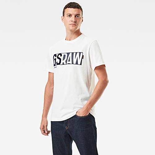 G-STAR RAW GS Raw Denim Logo Camiseta, Leche B353-111, X-Small para Hombre