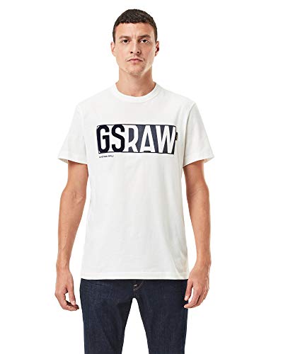 G-STAR RAW GS Raw Denim Logo Camiseta, Leche B353-111, X-Small para Hombre