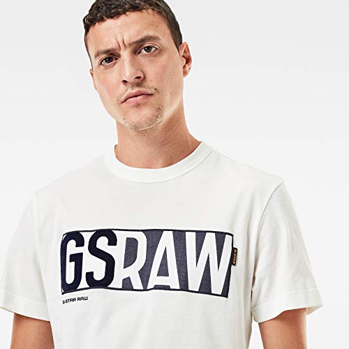 G-STAR RAW GS Raw Denim Logo Camiseta, Leche B353-111, X-Small para Hombre