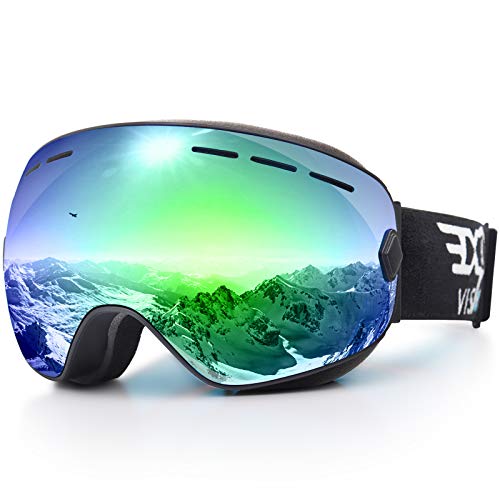 Gafas de esquí y snowboard para hombres y mujeres jóvenes, anti niebla OTG, de lentes esféricas desmontable desechables