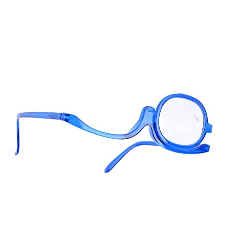 Gafas de maquillaje con aumento de ojos, gafas de maquillaje giratorias para mujer, herramienta esencial de maquillaje(Azul 2)