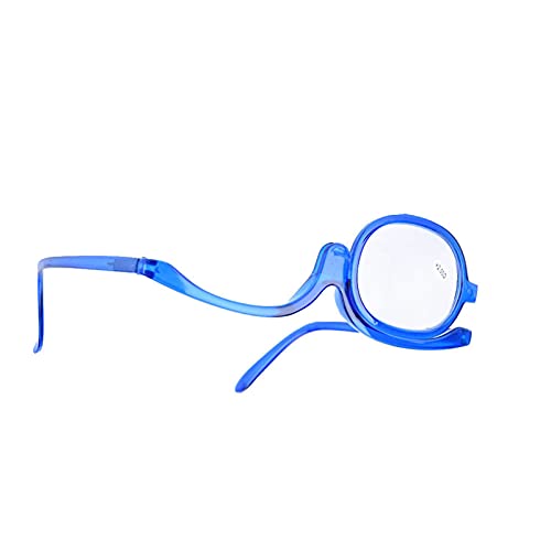 Gafas de Maquillaje, Gafas de Aumento, Gafas Plegables Cosméticas, Gafas de Maquillaje para Mujer, Herramienta Esencial de Maquillaje Abatible hacia Arriba(200 + azul)