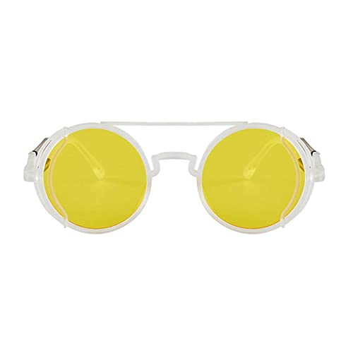 Gafas de sol retro Steampunk con marco de metal polarizado redondo Lentes de colores circulares Gafas de sol UV400 para mujeres Hombres Unisex Gótico Verano Gafas de playa al aire libre