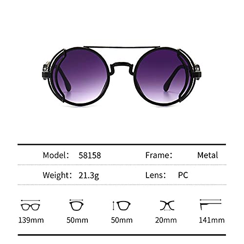 Gafas de sol Retro Steampunk para mujeres y hombres, unisex, con montura redonda de metal, lentes circulares, gafas de sol, gafas de playa al aire libre de verano