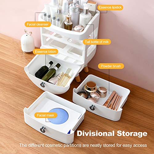 Galatée Organizador del Maquillaje,Cajas Almacenamiento Maquillaje,Organizador joyería multifunción,Cosméticos Joyería Organizador para cosméticos,lápices labiales,Pinceles Maquillaje-S - Blanco