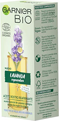 GARNIER Bio Pack Antiedad Crema Antiedad Con Aceite Esencial De Lavanda Y Vitamina E + Aceite De Rostro Reafirmante Con Lavanda, Suaviza, Reafirma Y Regenera La Piel, 50 Ml + 30 Ml, 410 Gramo