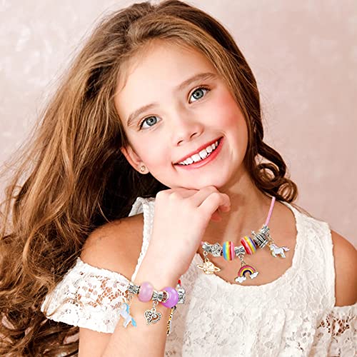 GEEKEO Kit de Pulseras para Niñas, 67 Piezas Regalo de Niña Kit para Hacer Pulseras Niña Artesanía DIY Pulsera para Niñas 6 a 12 Años, Kit de Fabricación de Pulseras para Niñas Regalo de Cumpleaños