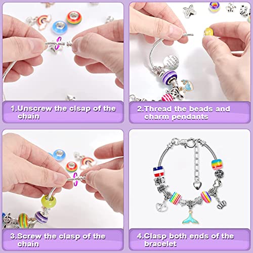 GEEKEO Kit de Pulseras para Niñas, 67 Piezas Regalo de Niña Kit para Hacer Pulseras Niña Artesanía DIY Pulsera para Niñas 6 a 12 Años, Kit de Fabricación de Pulseras para Niñas Regalo de Cumpleaños