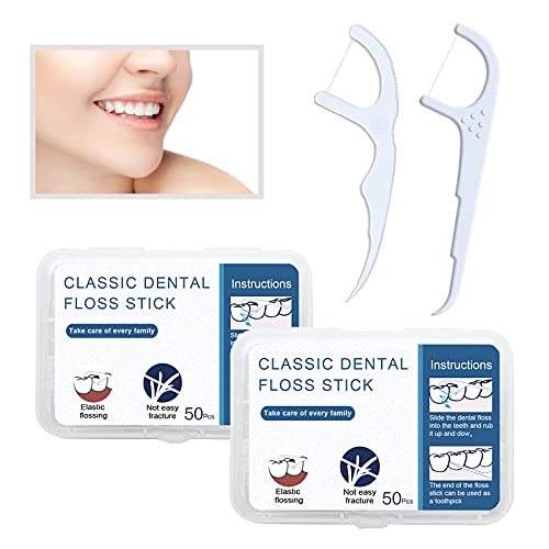 GeekerChip Hilo Dental (100 Piezas),Palillos de Hilo Dental Plástico,Hilo Dental Muy Fino de 0.1 mm,para Interdental Oral Limpieza,Perfectos para la Familia,Hotel,Viajes