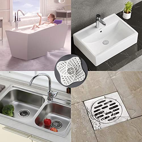 GeekerChip Protector de Drenaje de Silicona,Filtro de Fregadero Universal,Protectores de Desagüe de Cocina,Colector de Pelo de Ducha con 4 Ventosas,para Bañera y Cocina(Blanco)